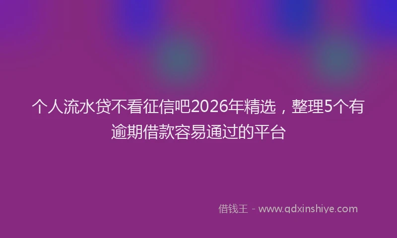 个人流水贷不看征信吧2026年精选，整理5个有逾期借款容易通过的平台