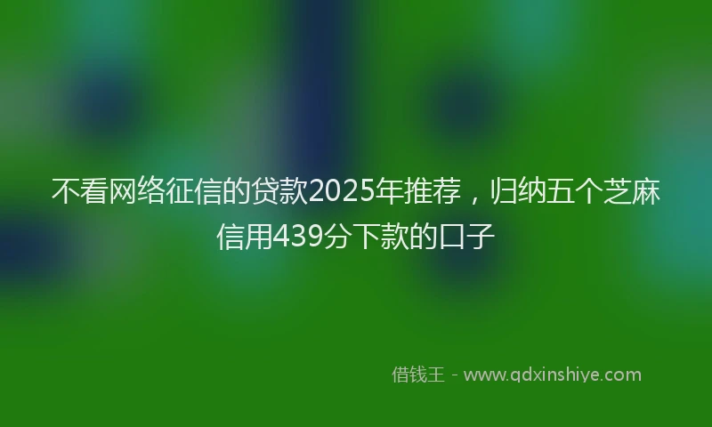 不看网络征信的贷款2025年推荐，归纳五个芝麻信用439分下款的口子