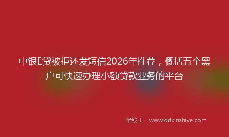 中银E贷被拒还发短信2026年推荐，概括五个黑户可快速办理小额贷款业务的平台