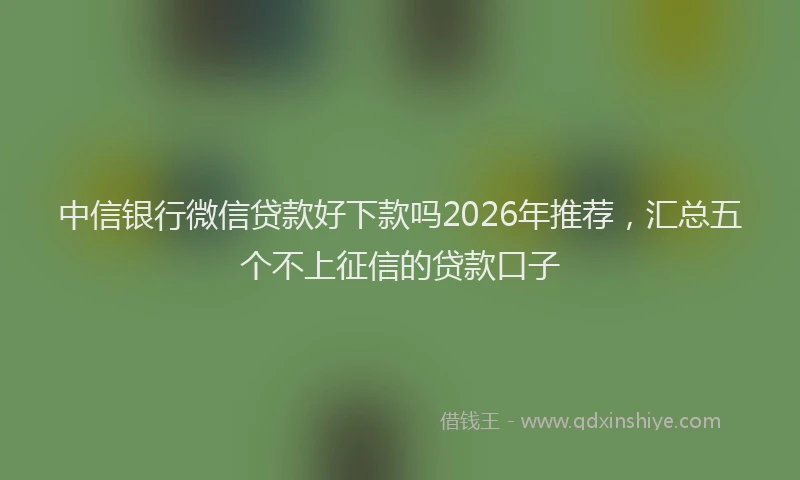中信银行微信贷款好下款吗2026年推荐，汇总五个不上征信的贷款口子