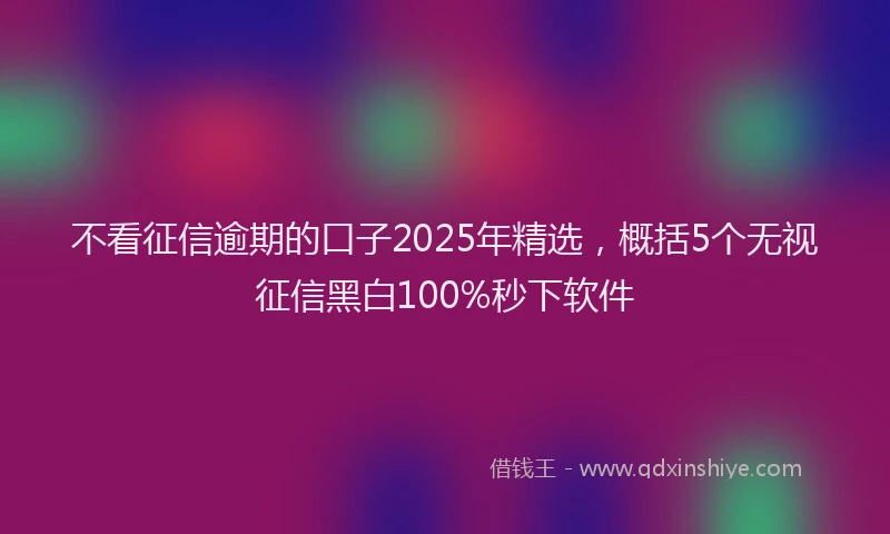 不看征信逾期的口子2025年精选，概括5个无视征信黑白100%秒下软件