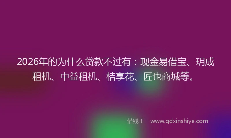 2026年的为什么贷款不过有：现金易借宝、玥成租机、中益租机、桔享花、匠也商城等。