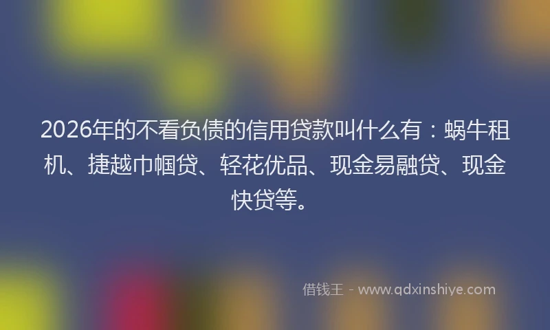 2026年的不看负债的信用贷款叫什么有：蜗牛租机、捷越巾帼贷、轻花优品、现金易融贷、现金快贷等。