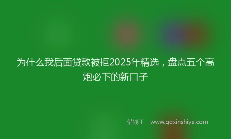 为什么我后面贷款被拒2025年精选,盘点五个高炮必下的新口子