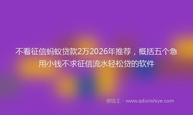不看征信蚂蚁贷款2万2026年推荐,概括五个急用小钱不求征信流水轻松贷的软件