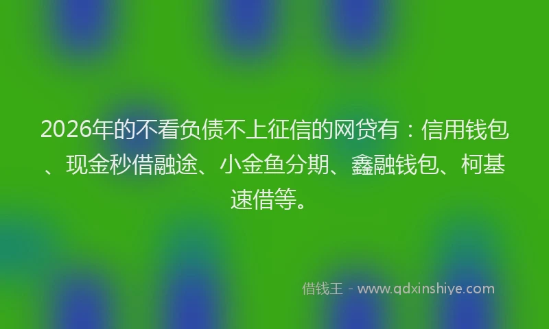 2026年的不看负债不上征信的网贷有：信用钱包、现金秒借融途、小金鱼分期、鑫融钱包、柯基速借等。