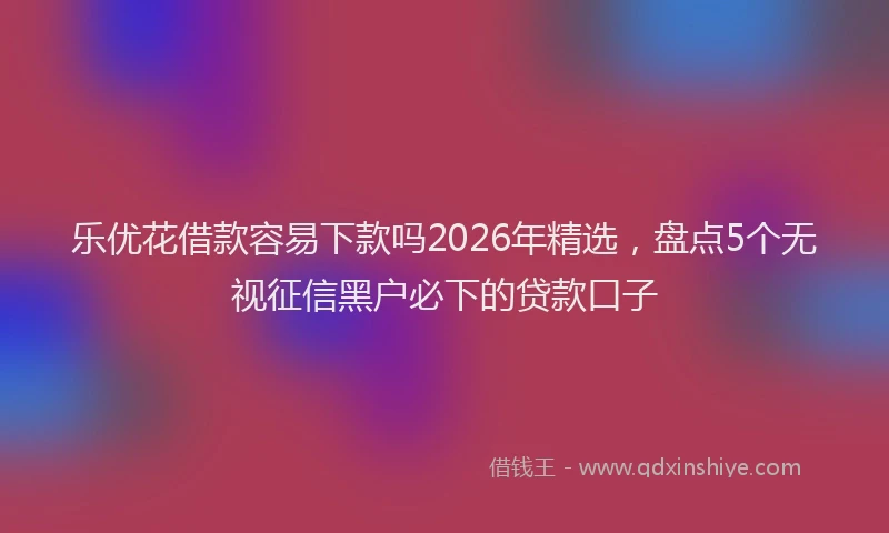 乐优花借款容易下款吗2026年精选,盘点5个无视征信黑户必下的贷款口子