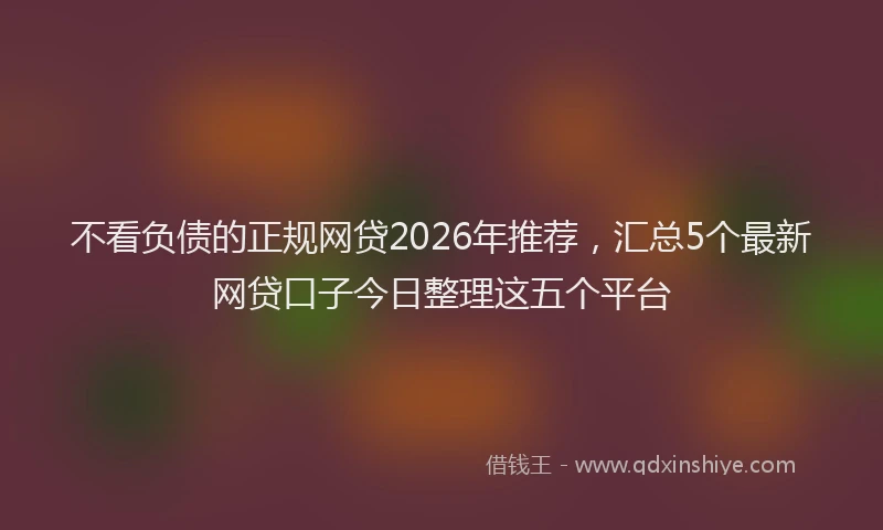 不看负债的正规网贷2026年推荐，汇总5个最新网贷口子今日整理这五个平台