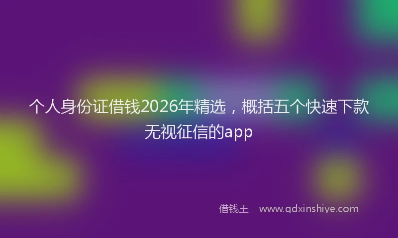 个人身份证借钱2026年精选，概括五个快速下款无视征信的app