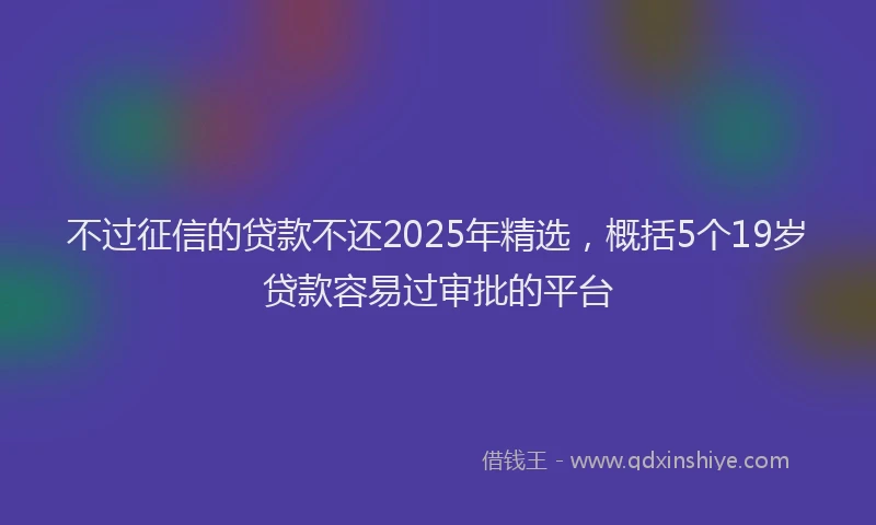 不过征信的贷款不还2025年精选,概括5个19岁贷款容易过审批的平台