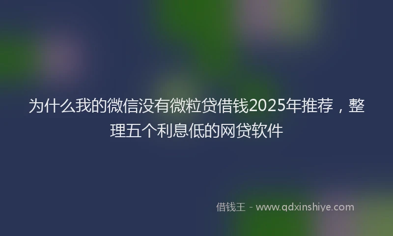 为什么我的微信没有微粒贷借钱2025年推荐,整理五个利息低的网贷软件