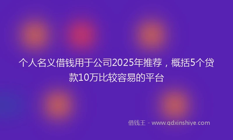 个人名义借钱用于公司2025年推荐，概括5个贷款10万比较容易的平台