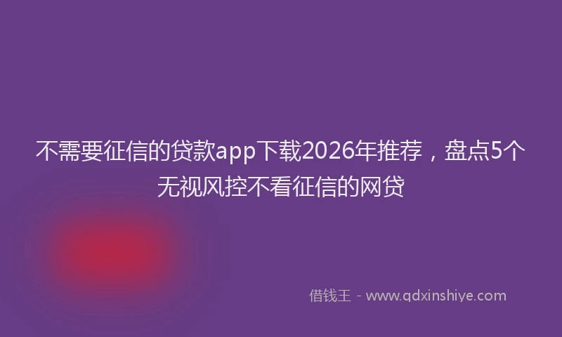 不需要征信的贷款app下载2026年推荐,盘点5个无视风控不看征信的网贷