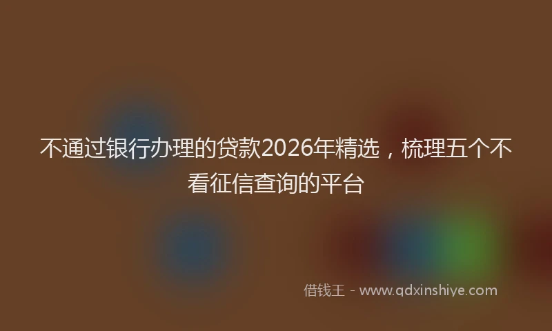 不通过银行办理的贷款2026年精选，梳理五个不看征信查询的平台