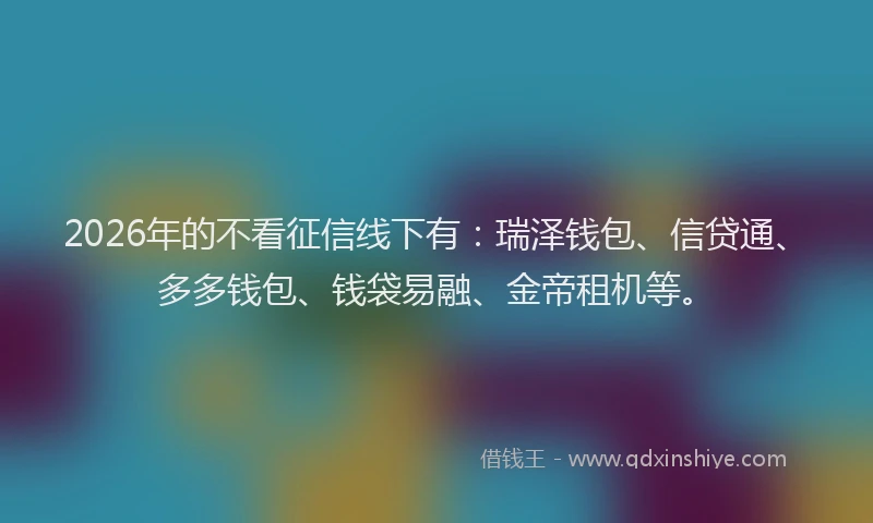 2026年的不看征信线下有：瑞泽钱包、信贷通、多多钱包、钱袋易融、金帝租机等。