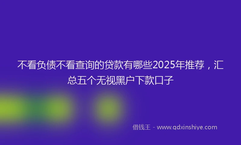 不看负债不看查询的贷款有哪些2025年推荐,汇总五个无视黑户下款口子