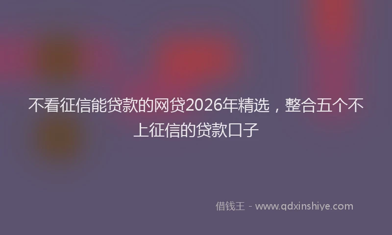 不看征信能贷款的网贷2026年精选，整合五个不上征信的贷款口子