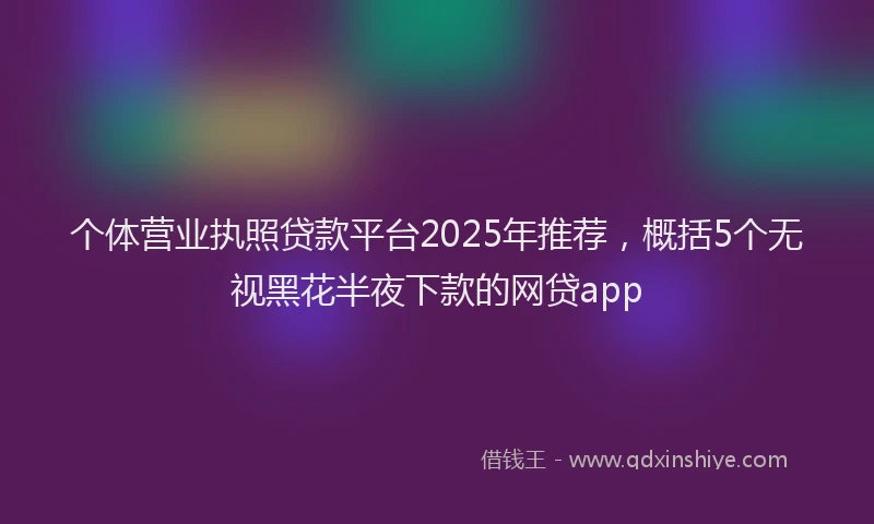 个体营业执照贷款平台2025年推荐，概括5个无视黑花半夜下款的网贷app