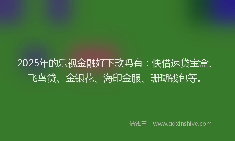 2025年的乐视金融好下款吗有：快借速贷宝盒、飞鸟贷、金银花、海印金服、珊瑚钱包等。