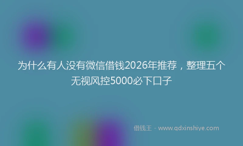 为什么有人没有微信借钱2026年推荐，整理五个无视风控5000必下口子