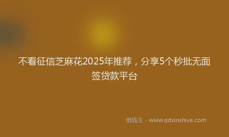 不看征信芝麻花2025年推荐，分享5个秒批无面签贷款平台