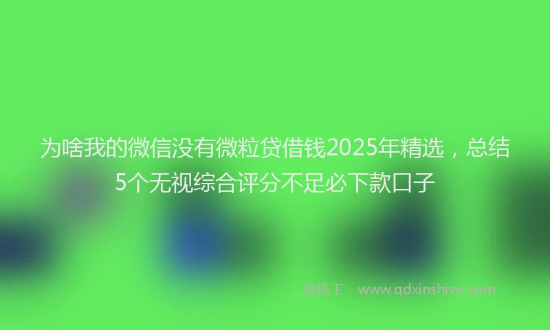 为啥我的微信没有微粒贷借钱2025年精选,总结5个无视综合评分不足必下款口子