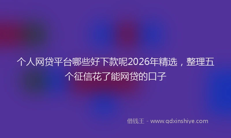 个人网贷平台哪些好下款呢2026年精选,整理五个征信花了能网贷的口子