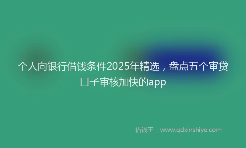 个人向银行借钱条件2025年精选，盘点五个审贷口子审核加快的app