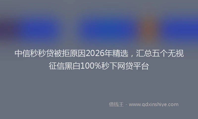 中信秒秒贷被拒原因2026年精选，汇总五个无视征信黑白100%秒下网贷平台