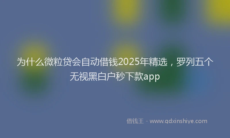 为什么微粒贷会自动借钱2025年精选，罗列五个无视黑白户秒下款app
