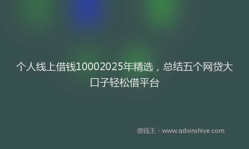 个人线上借钱10002025年精选,总结五个网贷大口子轻松借平台