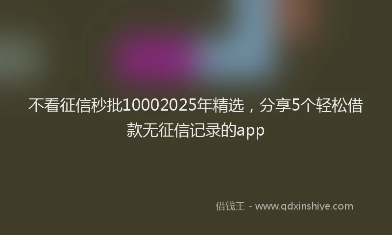 不看征信秒批10002025年精选，分享5个轻松借款无征信记录的app