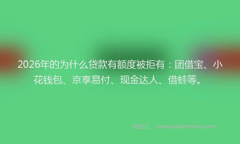 2026年的为什么贷款有额度被拒有：团借宝、小花钱包、京享易付、现金达人、借蛙等。