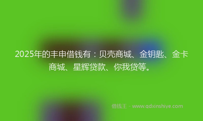 2025年的丰申借钱有：贝壳商城、金钥匙、金卡商城、星辉贷款、你我贷等。