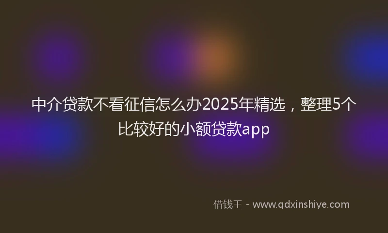 中介贷款不看征信怎么办2025年精选，整理5个比较好的小额贷款app