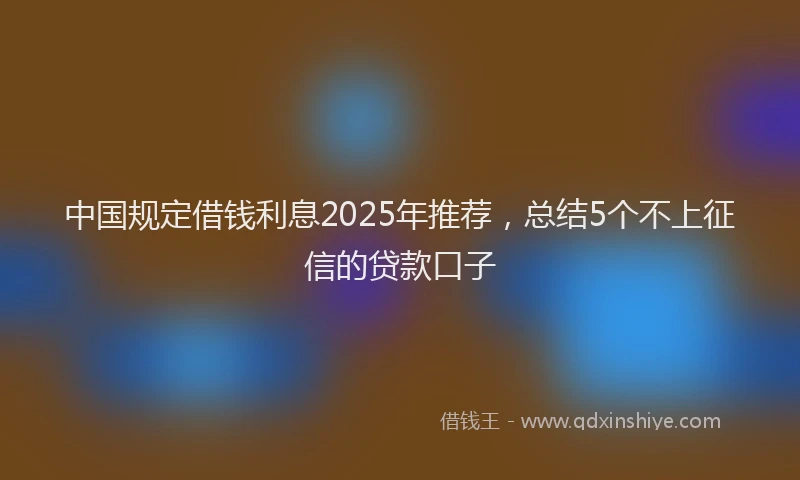 中国规定借钱利息2025年推荐，总结5个不上征信的贷款口子