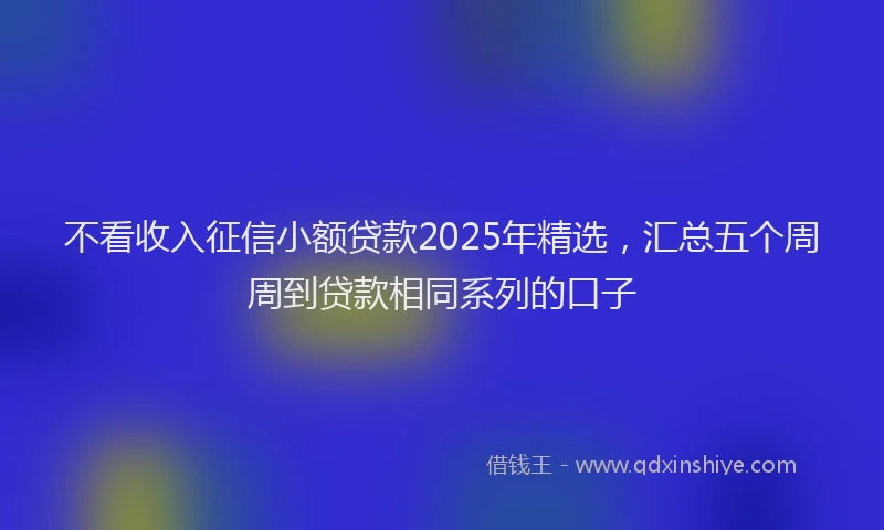 不看收入征信小额贷款2025年精选，汇总五个周周到贷款相同系列的口子