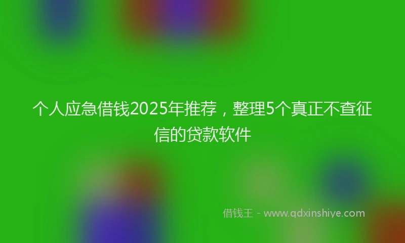 个人应急借钱2025年推荐，整理5个真正不查征信的贷款软件