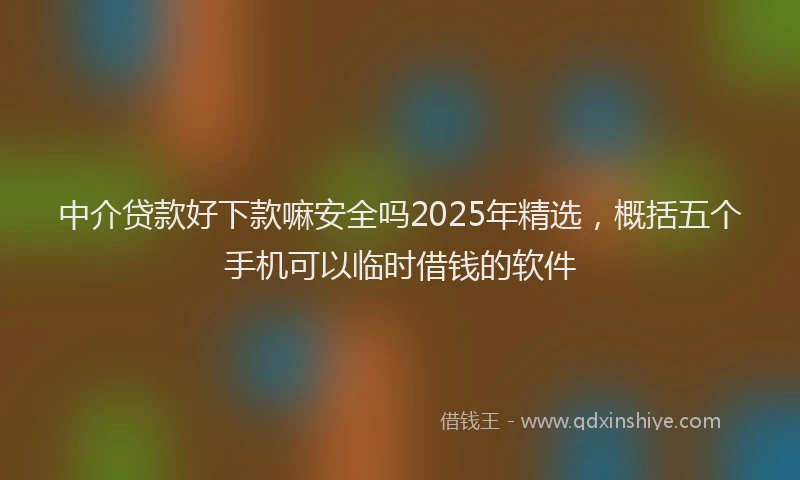 中介贷款好下款嘛安全吗2025年精选，概括五个手机可以临时借钱的软件