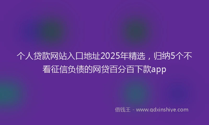 个人贷款网站入口地址2025年精选，归纳5个不看征信负债的网贷百分百下款app