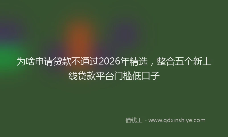 为啥申请贷款不通过2026年精选，整合五个新上线贷款平台门槛低口子