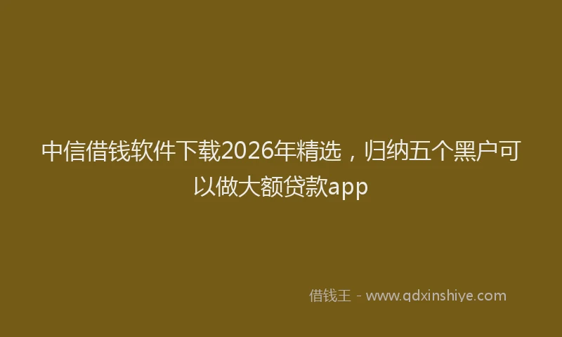 中信借钱软件下载2026年精选，归纳五个黑户可以做大额贷款app