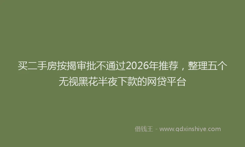 买二手房按揭审批不通过2026年推荐,整理五个无视黑花半夜下款的网贷平台