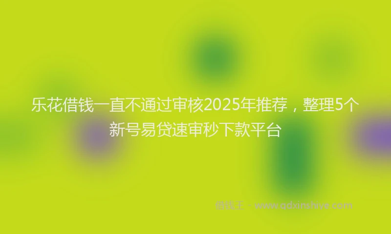 乐花借钱一直不通过审核2025年推荐，整理5个新号易贷速审秒下款平台