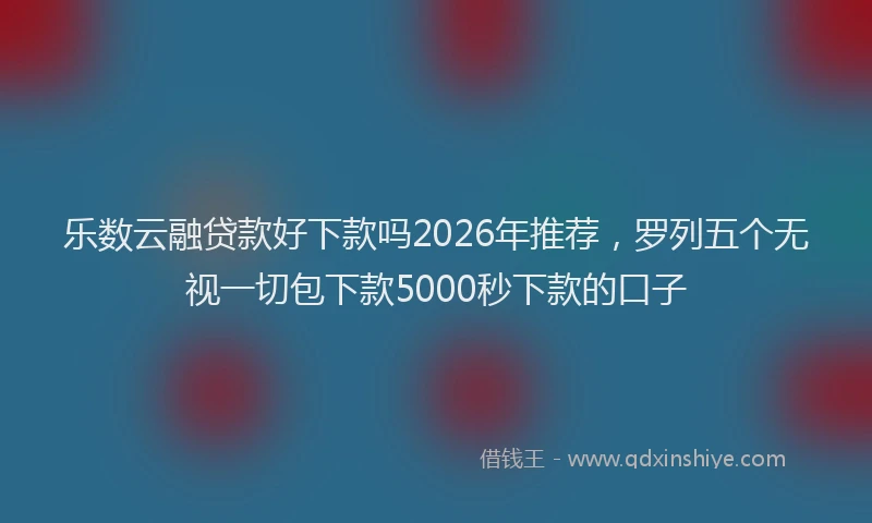 乐数云融贷款好下款吗2026年推荐，罗列五个无视一切包下款5000秒下款的口子