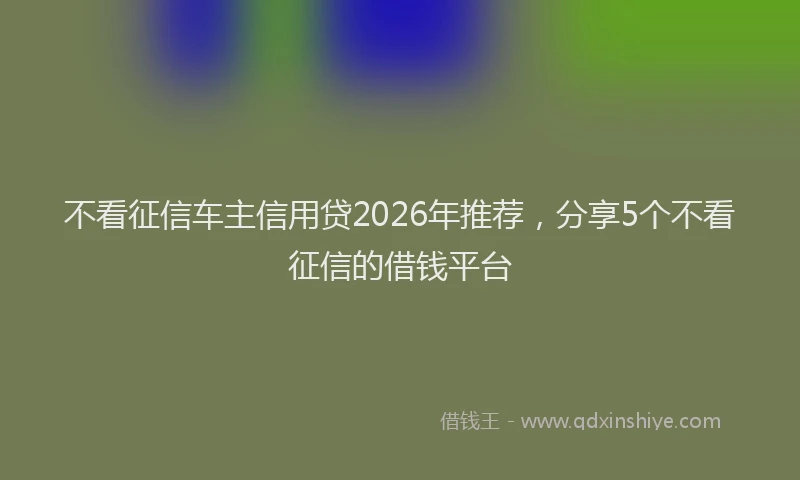 不看征信车主信用贷2026年推荐，分享5个不看征信的借钱平台