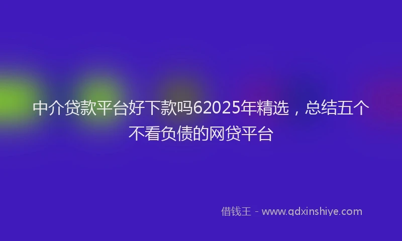 中介贷款平台好下款吗62025年精选，总结五个不看负债的网贷平台
