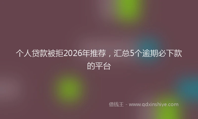 个人贷款被拒2026年推荐，汇总5个逾期必下款的平台