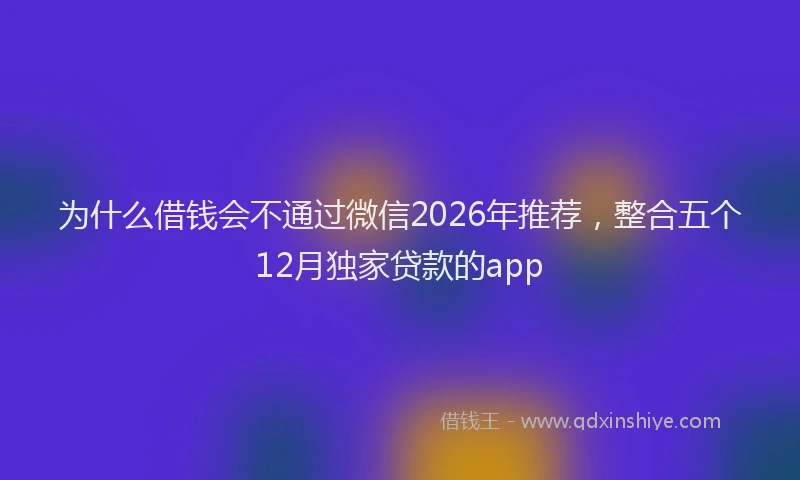 为什么借钱会不通过微信2026年推荐，整合五个12月独家贷款的app