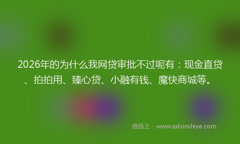 2026年的为什么我网贷审批不过呢有:现金直贷、拍拍用、臻心贷、小融有钱、魔快商城等。